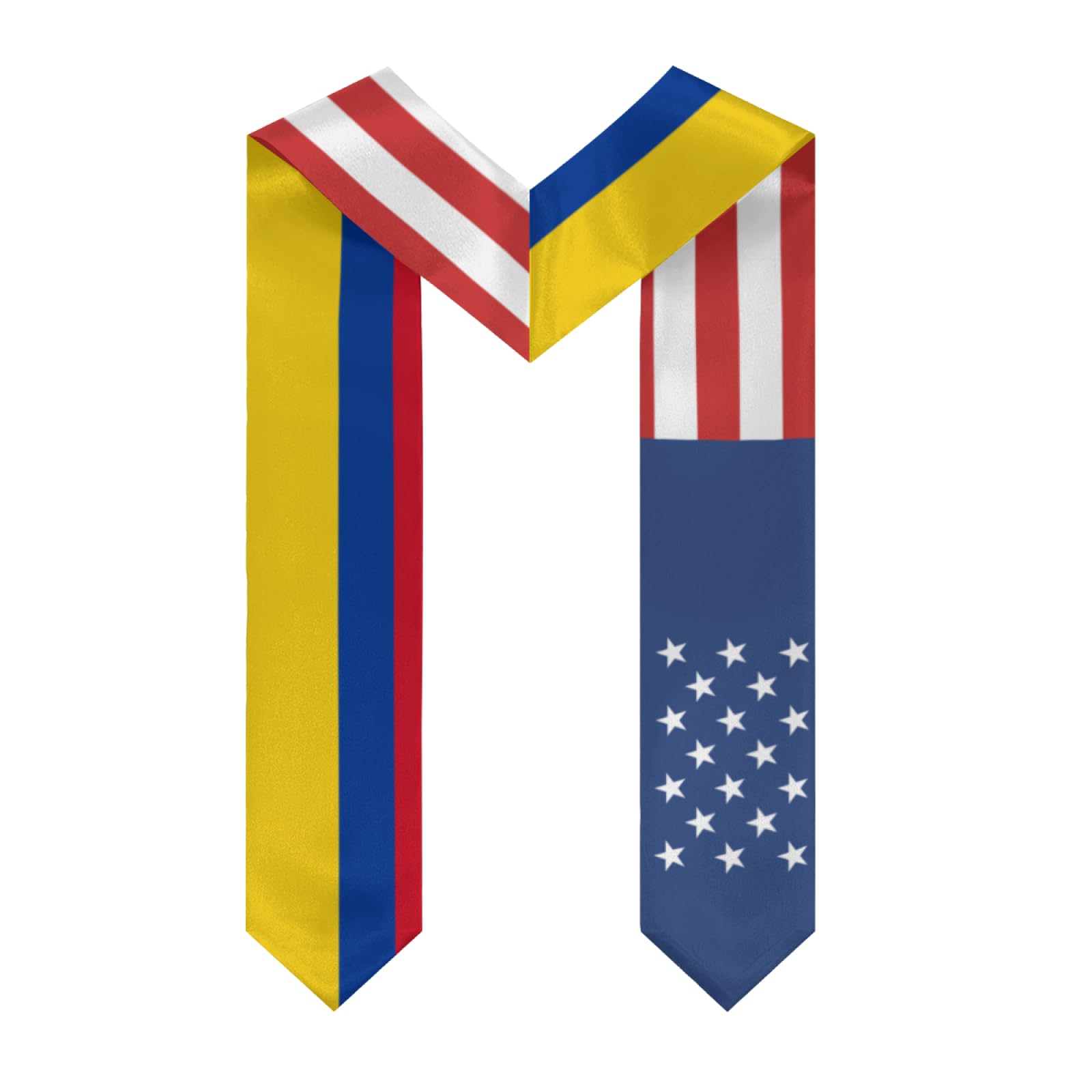 America Colombia Colombian Flag Graduation Stole Sash Shawl for Men Women Thickened V-Neck Scarf for International Students Teachers Study Aboard Graduate Gift 72 inches Unisex