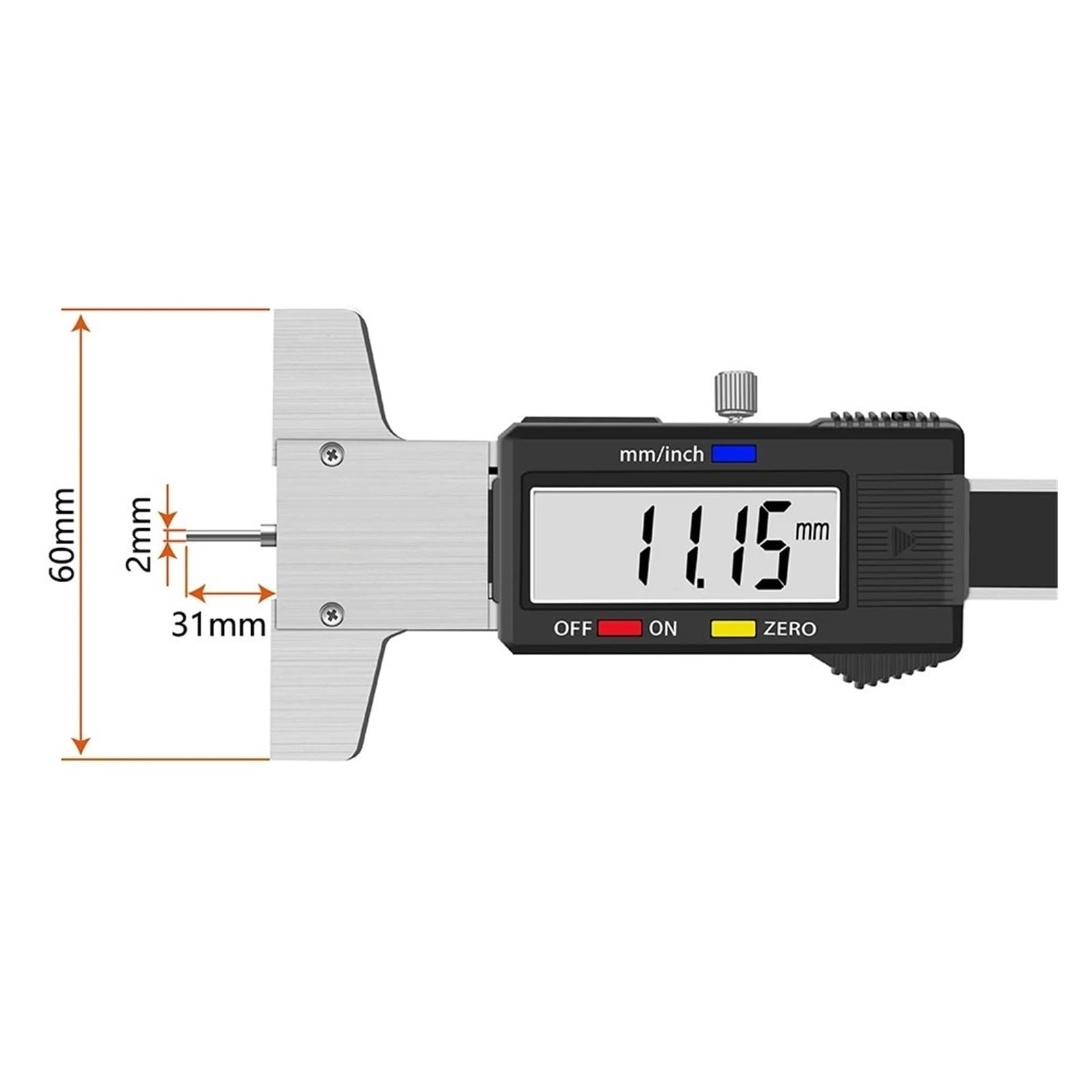 Calibro di profondità con Display Digitale 0-30 mm Calibro di profondità in Acciaio Inossidabile Misurazione Elettronica