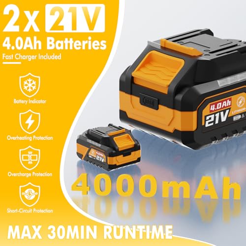 image for GROWORT Leaf Blower Cordless (Upgraded) - 630CFM/160MPH, 21V Powerful 