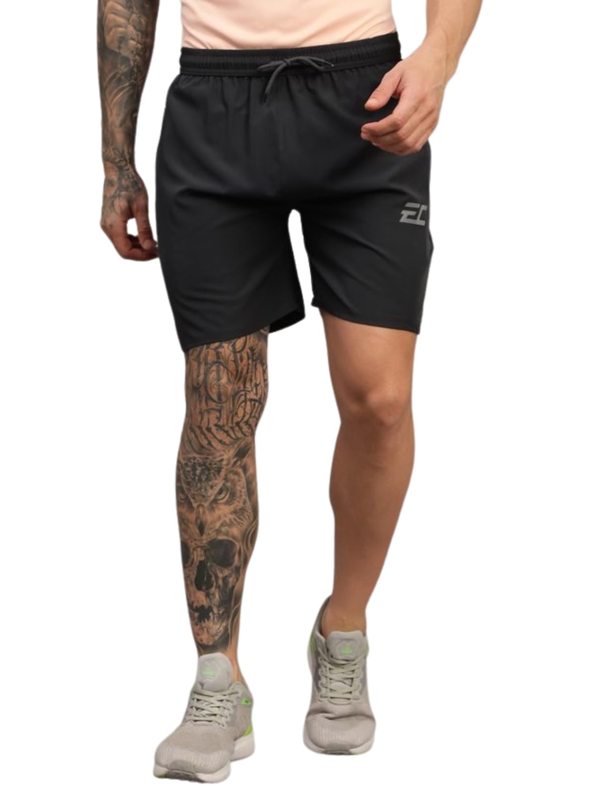 Black Polyester Back Pocket Shorts-image-40