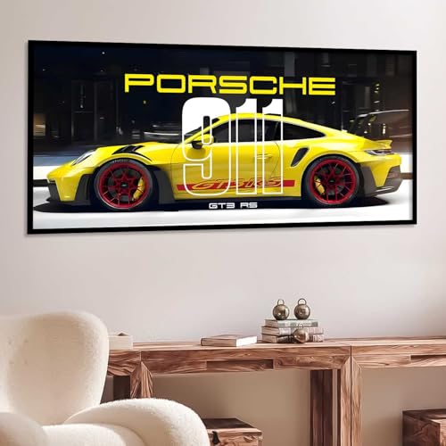 Image of walllane Big Porsche GT3RS 911 Car Framed Posters Gift Items for Boys Room Wall Decoration Bedroom Living Room Office Studio Decor | Car Poster Frame for Wall Decor Set Of 1Size(10 x 19 inch)
