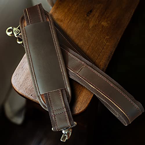 Polare Full Grain Leather Adjustable Replacement Shoulder Strap With Metal Hook For Briefcase Messenger Shoulder Duffel Bag #TOP6