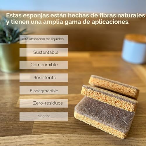 Miniatura 6 de Eplanita Esponjas Naturales A Base De Plantas Paquete De 6 , Antiarañazos, Biodegradables, Ecológicas Para Cocina Y Baño