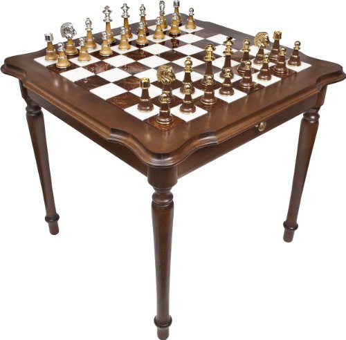 Juego de ajedrez de lujo con mesa de mármol italiana miniatura 2