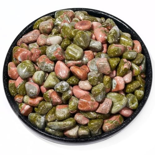 Image of Polished Unakite Crystal Set, 0.4 inch, 128 Pcs - Handpicked Tumbled Stones and Crystals Bulk for Healing, Reiki, Meditation, Witchcraft and Home Decor