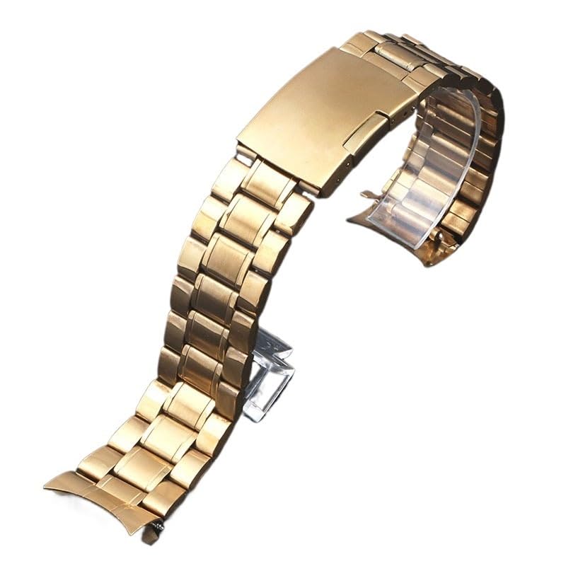 Correa de reloj acero inoxidable con extremos curvados de 20 mm y hebilla plegable