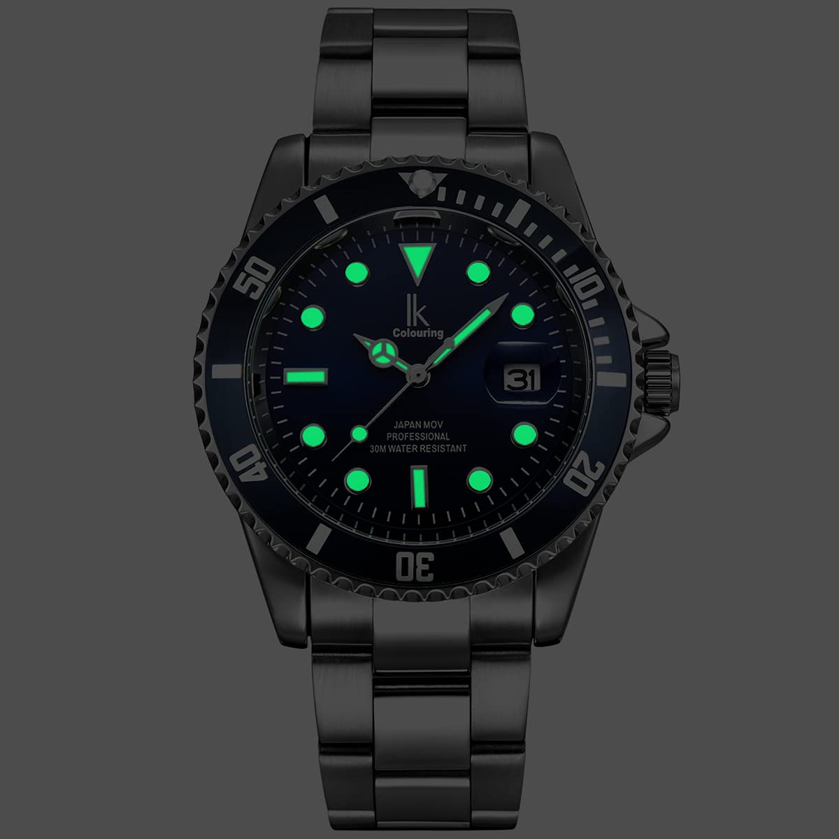 Alienwork IK Orologio Uomo Donna Calendario Cinturino in Metallo