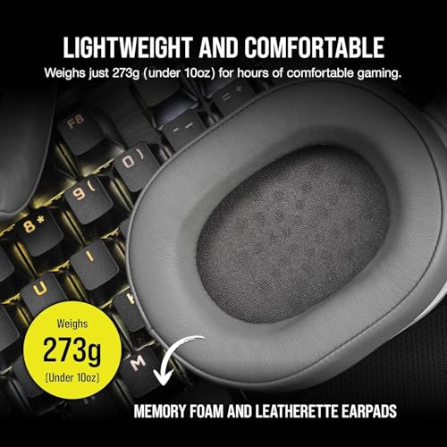 Corsair HS55 SURROUND Lightweight Multiplatform Wired Gaming Headset – Dolby 7.1 Surround Sound – iCUE Compatible – PC, Mac, PS5, PS4, Xbox, Nintendo Switch, Mobile – White - Image 4