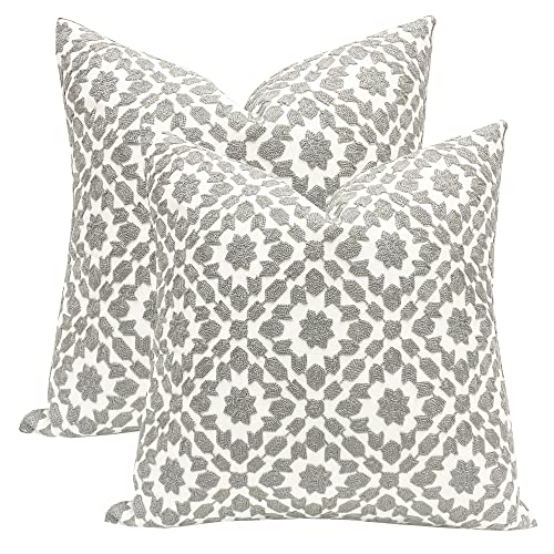 Slow Cow Embroidery Decorative Throw Pillow Covers Grey Chains Design Cushion Covers Pillow Covers For Couch 18X18 Inch #TOP5
