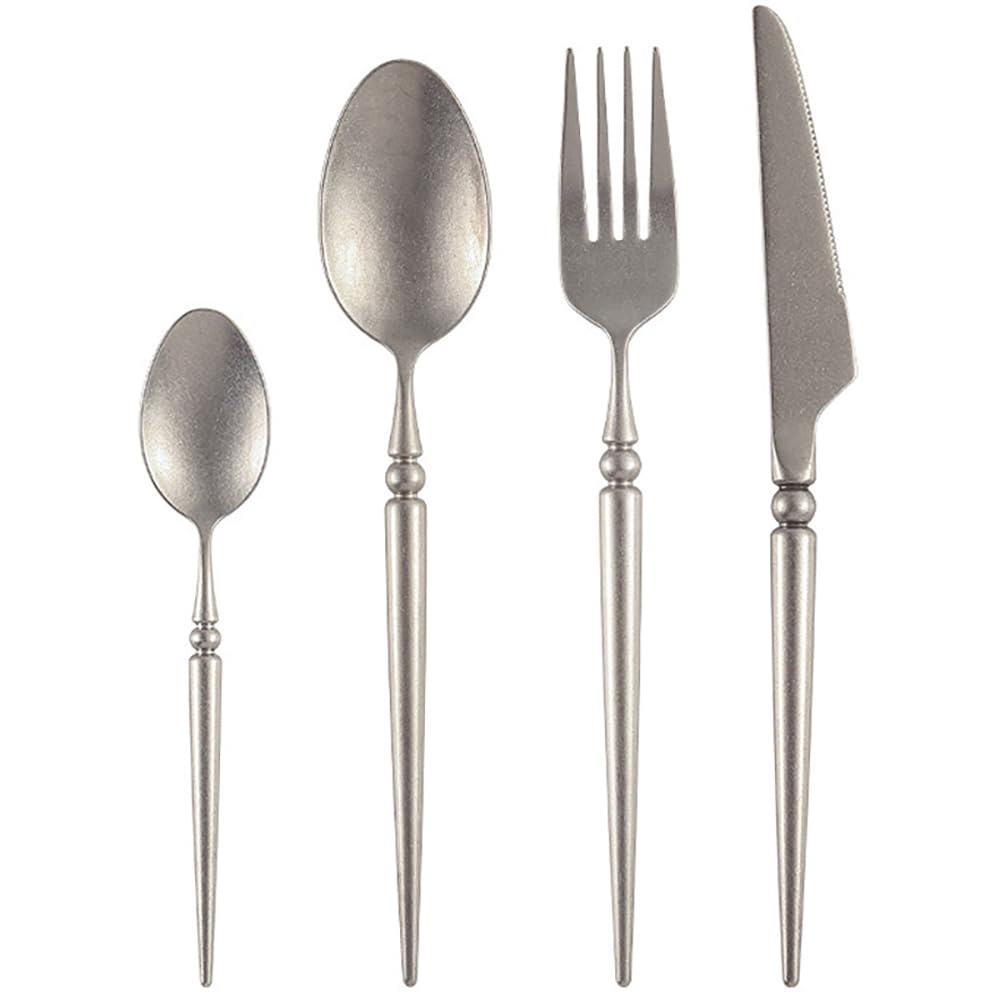Ensemble De Couverts en Acier Inoxydable Forgé Mat, 32 Pièces (Cuillère, Fourchette, Couteau), Service De Table Classique Et Élégant pour 8 Personnes.