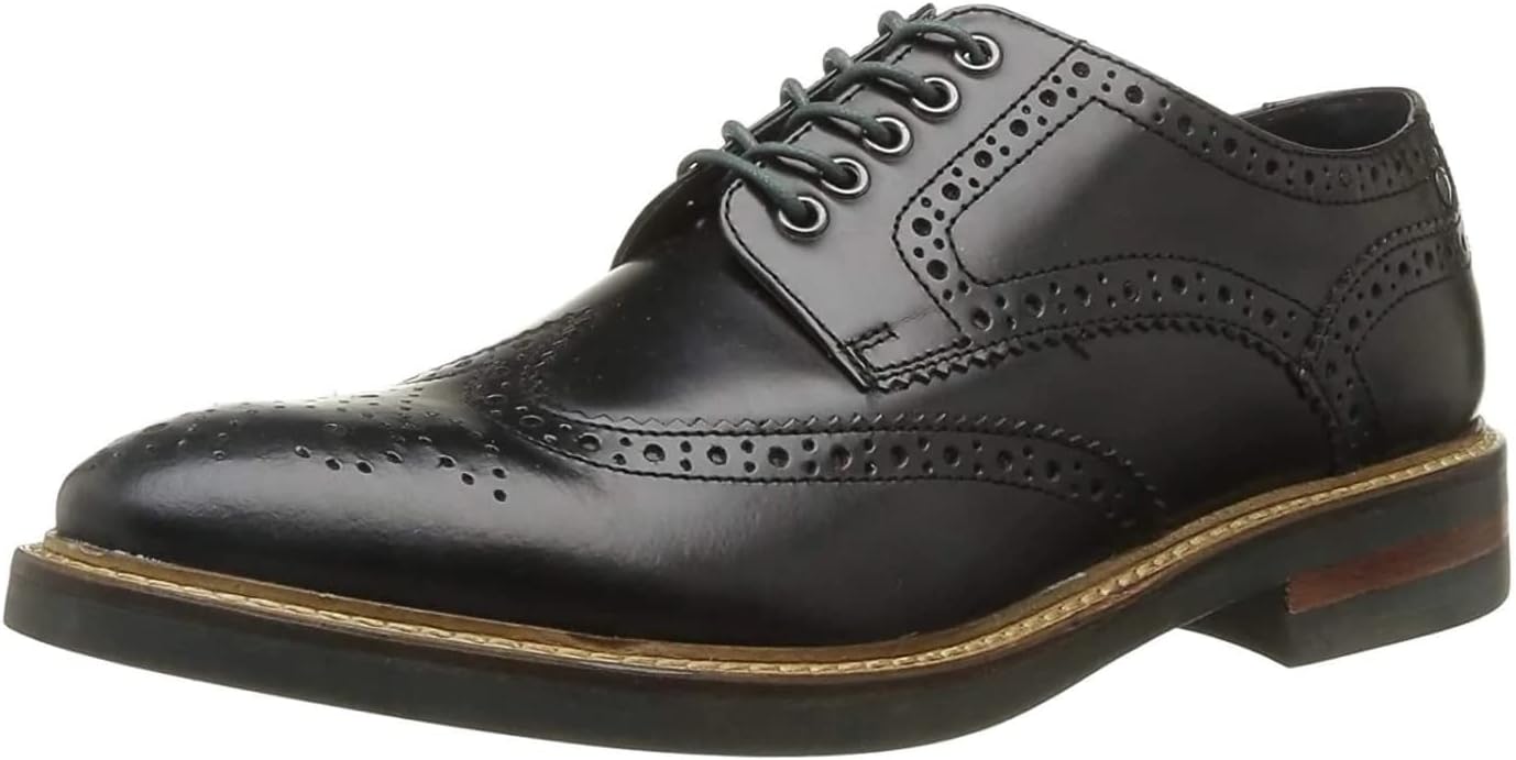 Base London Woburn Hi Shine Black Leather New Mens Formal Brogue Casual Shoes Boots-8
