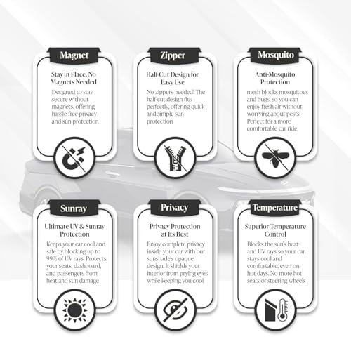 Image of Autofact Car Sunshades for Skoda Kylaq, UV Protection, Useful Car Accessories, Custom fit Sun Shades for Side Windows, Set of 6