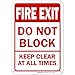 Fire Exit Sign, Do Not Block Keep Clear at All Times Safety Sign, 10x7 Inches, Rust Free .040 Aluminum, Fade Resistant, Made in USA by Sigo Signs