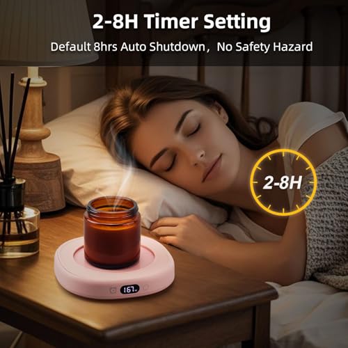 Image of Coffee Mug Warmer Set Smart Electric Heated Cup Beverage Tea Candle Plate | You are Awesome Pink Mug Electric Warmer Set for Office Desk, 4 Temperature Control 8 Hrs Auto Shut Off, Ideal Gift for Women
