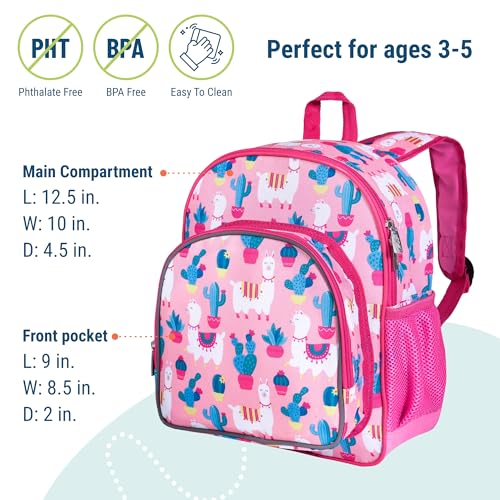 Image of Wildkin 12 Inch Toddler Backpack for Kids, Llamas and Cactus | Ages 3-7, insulated front pocket - coordinates with matching Wildkin nap mats and water bottles