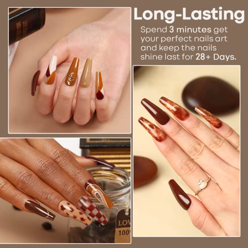 Image of modelones Gel Nail Polish Set Nude 6Colors Brown Beige Khaki Fall