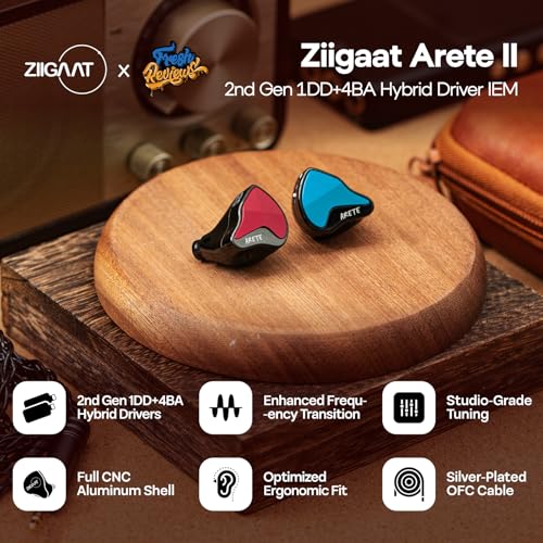 Image of Linsoul ZiiGaat x Fresh Reviews Arete II IEM,2nd Gen 1DD+4BA Hybrid in Ear Monitor,Wired HiFi Earbuds,Full CNC Aluminum Shell Earphone with Detachable Silver-Plated OFC Cable for Musician (Blue)