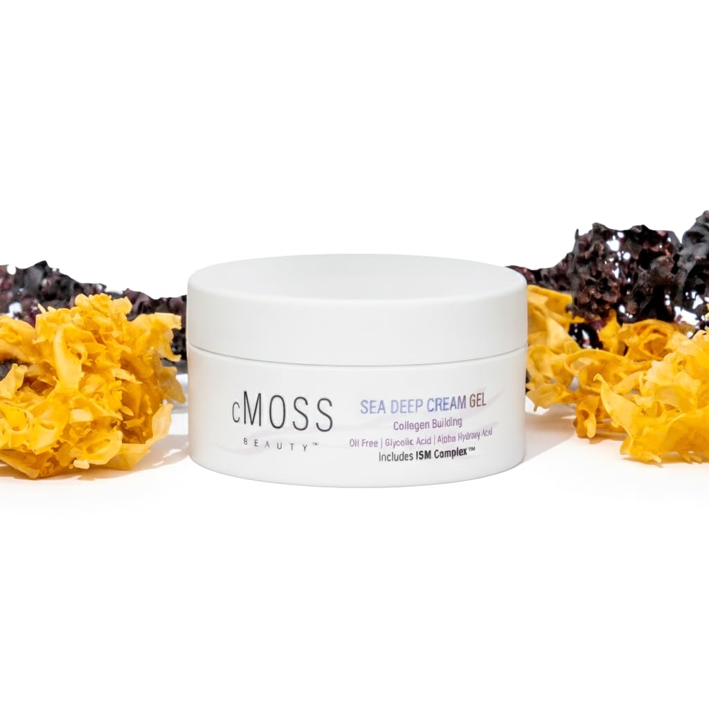 Collagen Boosting Sea Moss Cream Gel for Radiant Plump Glass Skin – Deep Hydration, Smooth Fine Lines with Glycolic Acid, Hyaluronic Acid & Vitamins A,C,E – Anti-Aging Lightweight All Skin Types