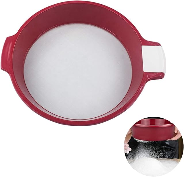 Sieve Powder Flour Strainer Fine Sieve Flour Stainless Steel Flour Sieve Stainless Steel Fine Mesh Sifter Baking Strainer for sieving Tea Food Flour Sugar etc red Comes 21.5 cm x 15 cm x 5 cm