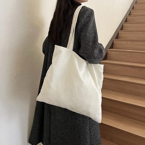 Women's Corduroy Handbag, Open Bag for Easy Access, Large Capacity Casual Shoulder Bag4