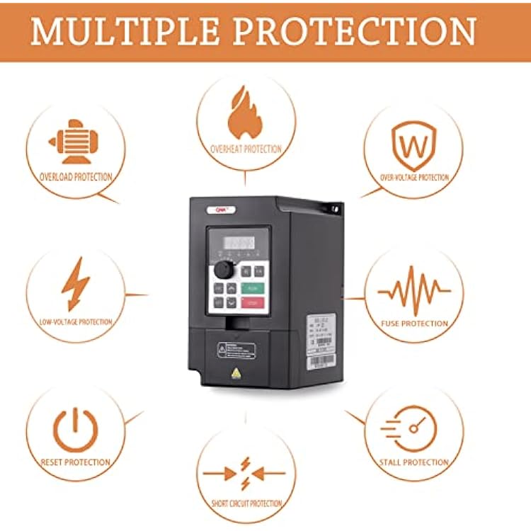 QNK 1.5KW 2HP AC 220V 7A VFD Converter Single to 3 Phase Inverter Variable Frequency Drive CNC Spindle Motor Speed Controller