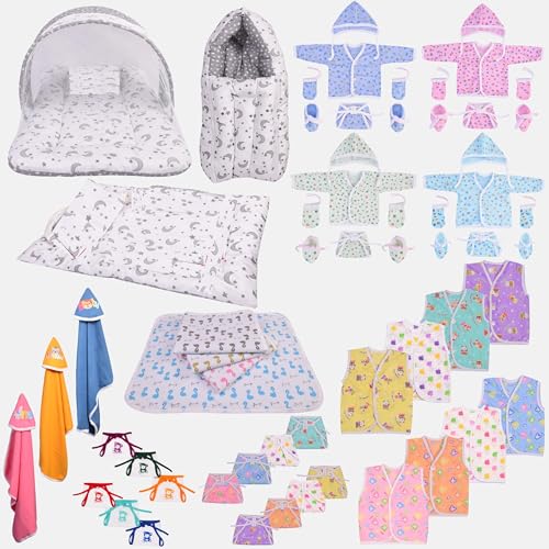 Image of Baby Complete Clothing Set 56 in 1 Essentials Kit Combo Set 0-6 Months (Grey)