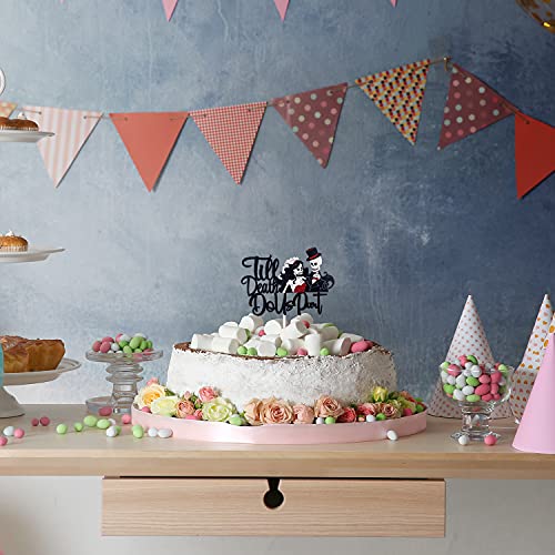 Till Death Do Us Part Wedding Cake Topper - Dia De Los Muertos Sugar Skull Cake Supplies - Halloween Skeleton Day Of The Death - Gothic Mr Mrs Wedding Party Decoration #TOP6