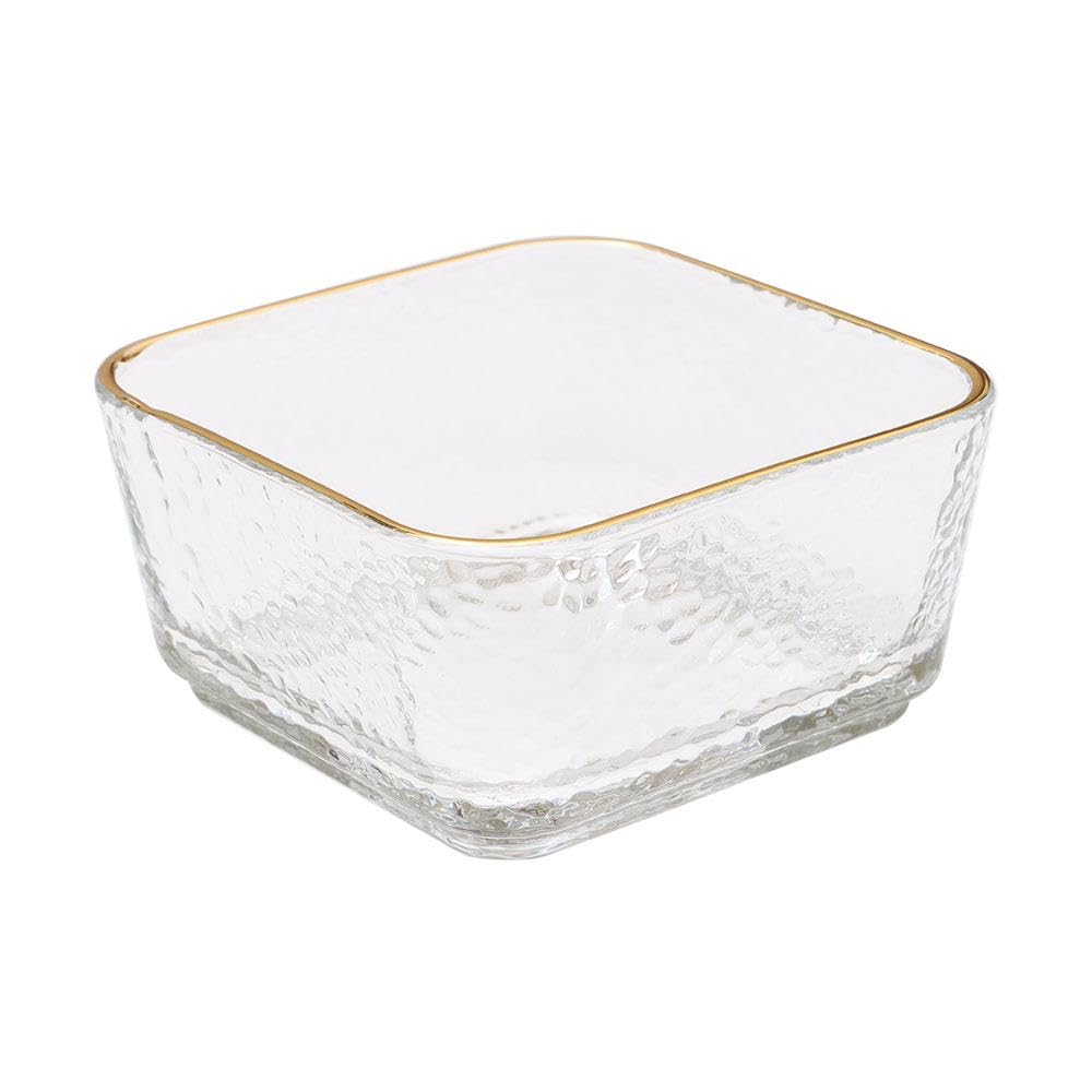 Risedot Paper Clip Holder Glass Bowl, with Gold Rim Hammered Texture Paperclips Elegant Desk Organizer Accessories - Image 4