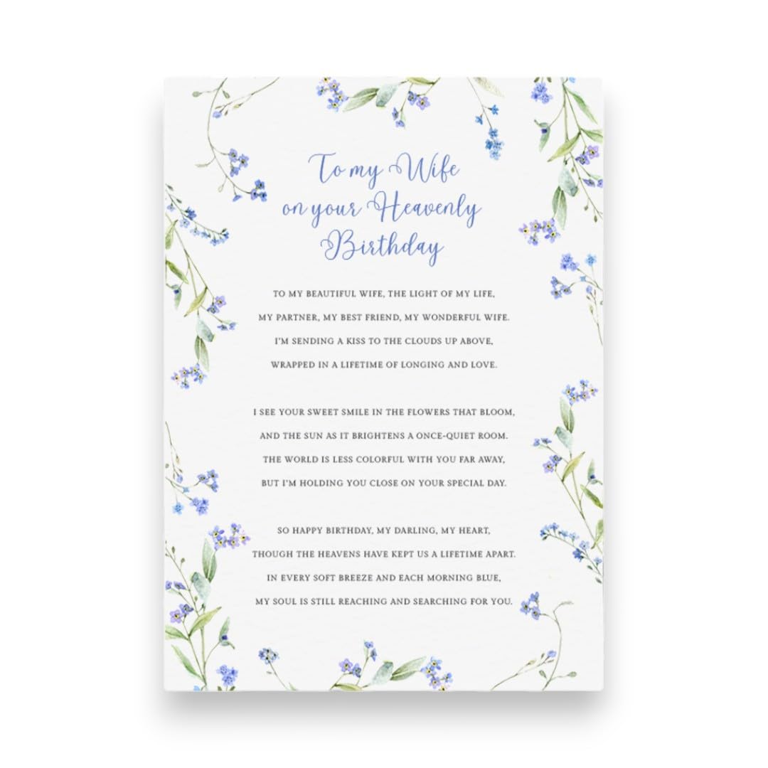 Happy Birthday Wife Grave Memorial Card Personalised, Laminated Weatherproof Graveside Birthday Cards Wife, WITH HOLDER STAKE