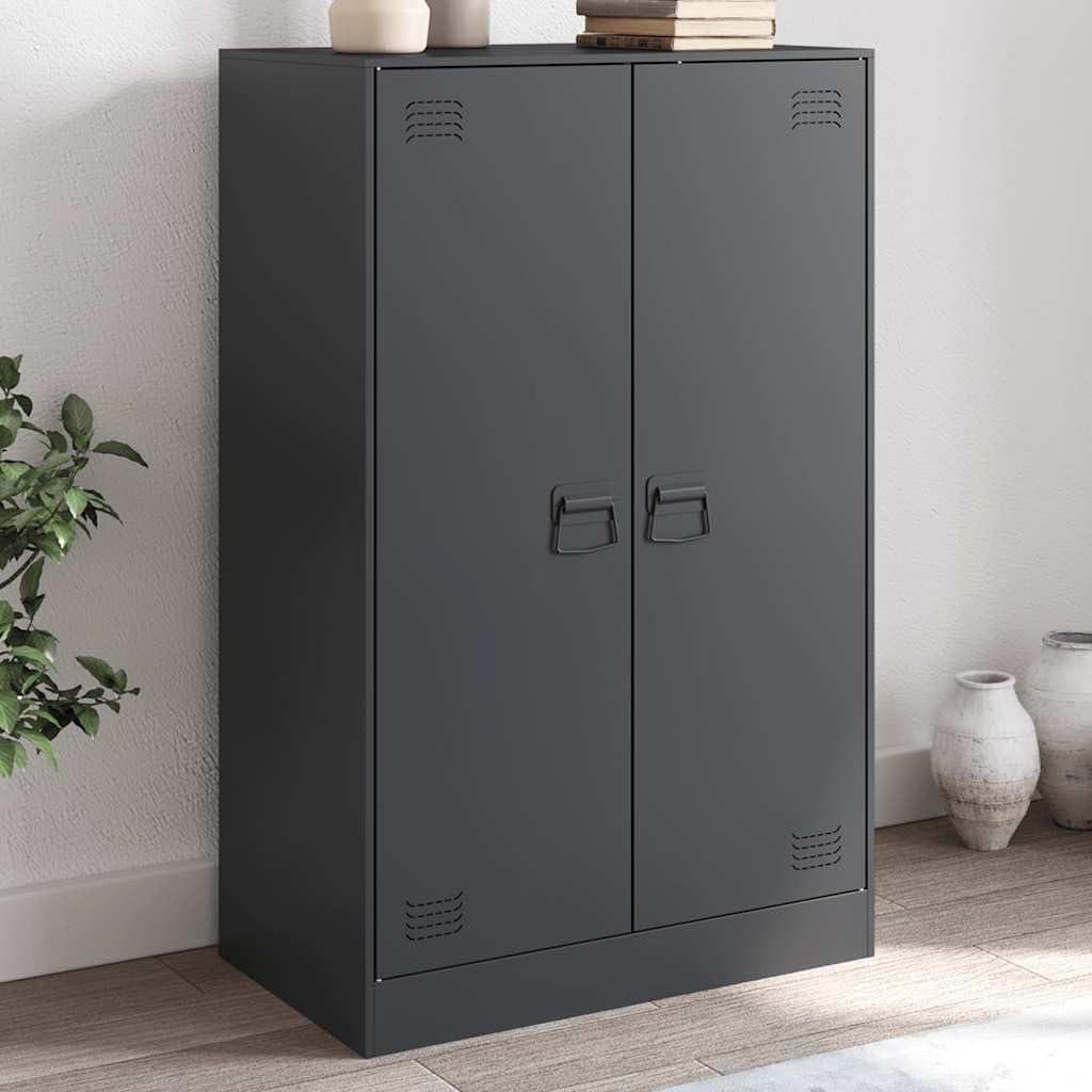 Aparador antracita de acero de 67x39x107 cm con puertas y estantes