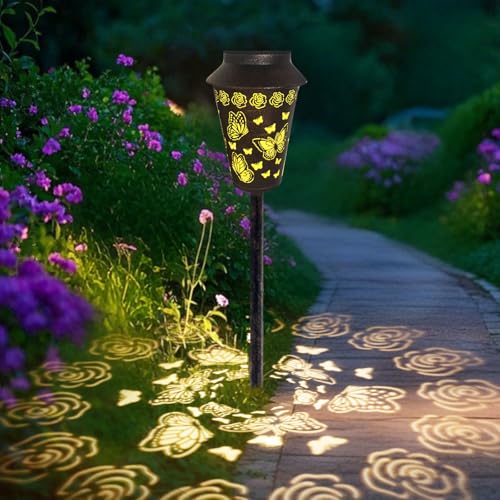 Lampe solaire papillon étanche luminaire décoratif cour et terrasse