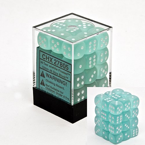 Amazon.com: Chessex Dice d6 Sets: Frosted Teal with White - 12mm