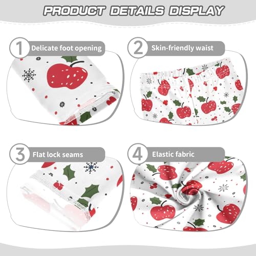 Girls' Athletic Leggings Ankle Length Yoga Dance Pants Kids Teen 4T Christmas Apple Leaf3