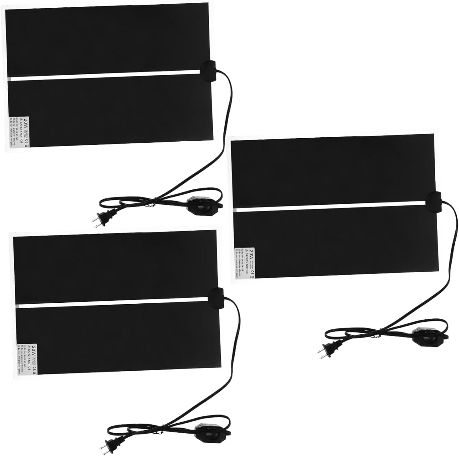 Kisangel 3pcs Reptile Heat Mat with Temperature Control for Terrarium Electric Heating Pad for Snakes Turtles Lizards and Crabs Safe Energy Efficient Under Tank Heater