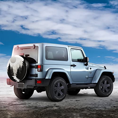 Image of Abstract Moon Spare Tire Cover Mountain Tree Waterproof Dust-Proof Universal Spare Wheel Tire Covers 17 Inch Fit for RV Trailer Truck Jeep Rv SUV Truck Camper Travel Trailer Accessories