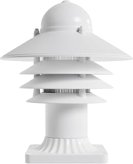 KastLite Nautical Pier Mount Outdoor Lighting Fixture - Rust & Waterproof Non-Metallic Coastal Lantern - Fits 3" Poles - UL Listed Patio Fence Porch Deck & Dock Light - USA Made, Short, Matte White