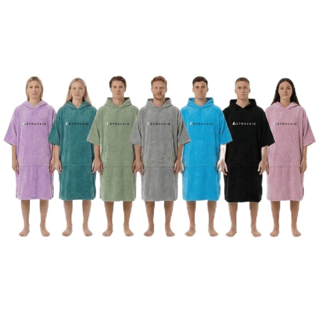 Stravaig Women's Lilac Towelling Poncho For Adults And Kids (350Gsm) - Easy Changing Towelling Robe For Swim, Surf, Wild Swimming, Beach (, L-Xl)