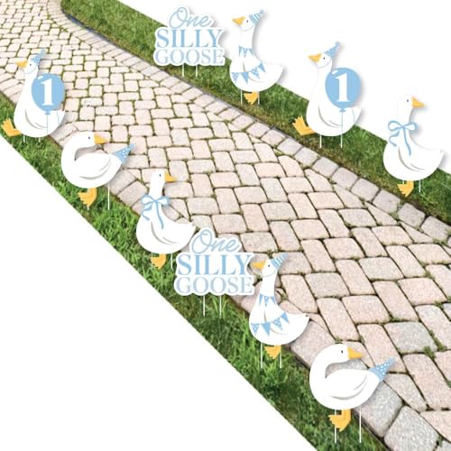 Big Dot of Happiness One Silly Goose Blue Outdoor Decorations,