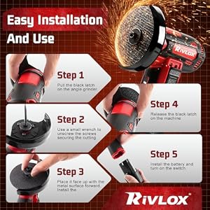 Rivlox Cordless Angle Grinder Kit, 3-inch Mini Angle Grinder Tool — photo 4 of 6