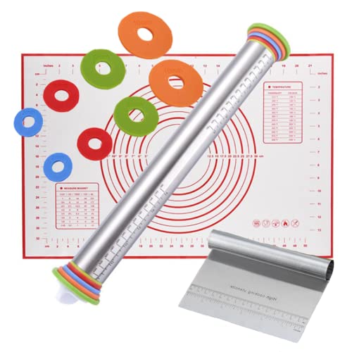 Reviews de Rodillos de amasar los más solicitados. 47 Rodillo de Cocina, Rodillo Tapete de Silicon para Amasar y Acero Inoxidable Separator Scale Cuchillo y Reposteria con Escala, para Pan Pizza Pasteles, Extraíble Resistente al...