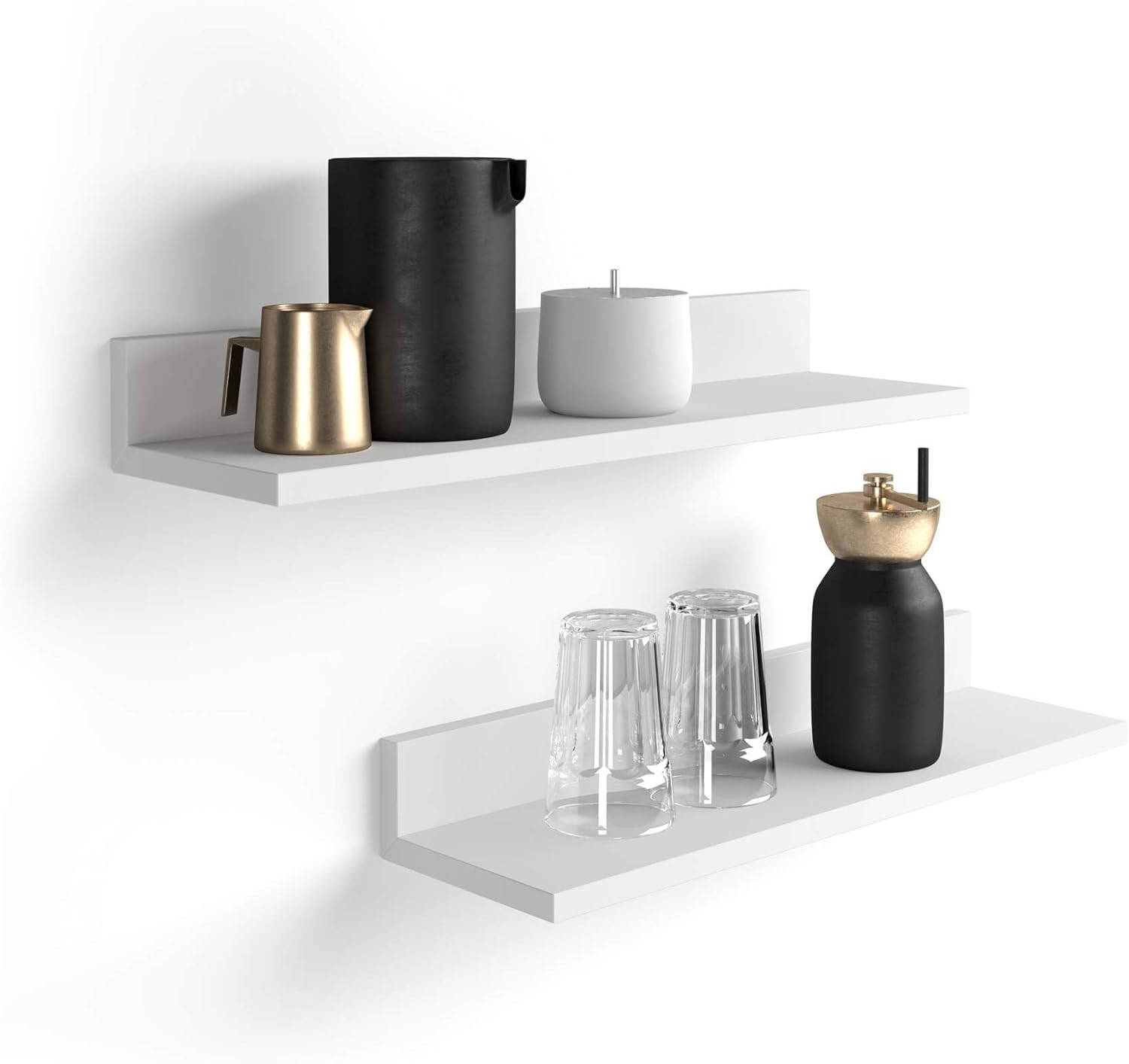 Mobili Fiver, Set of 2 Rachele Shelves, 23.62 in, Ashwood Black, Made in Italy