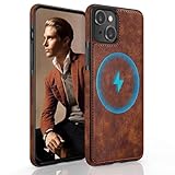 LOHASIC for iPhone 14 Pro Leather Case Compatible with Magsafe, Slim Luxury PU Non-Slip Grip Rugged Bumper Shockproof Full Body Protective Cover Phone Cases for iPhone 14 Pro 5G 6.1' (2022) - Brown