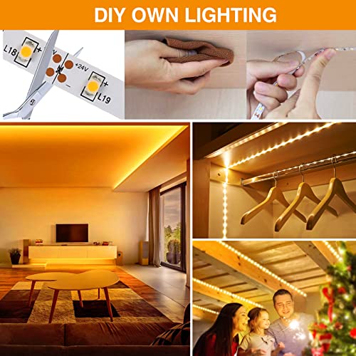 Ct Capetronix Warm White Led Strip Light, Dimmable 3000K Led Light Strip Warm White, Super Bright Led Tape Light, For Bedroom, Kitchen, Closet, Cabinet, Vanity Mirror, Indoor Only, (Dimmer Included). #TOP4
