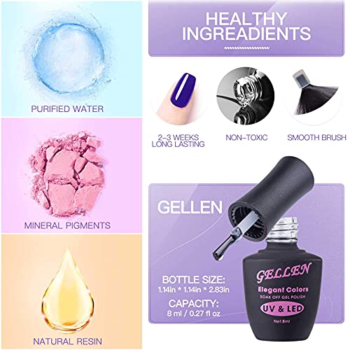 Gellen Gel Nail Polish Kit With Uv Light 54W Nail Lamp, 6 Gel Nail Colors, No Wipe Base Coat Glossy / Matte Top Coat, Nail Art Decorations, Manicure Tools, All-In-One Manicure Kit, Nude Grays #TOP7