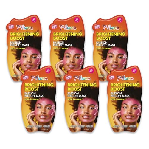 7th Passion Peel Off Face Masks (Pack of 6) Brightening Face Mask Skincare Set with Vitamin C, Purifying, Deep Cleansing, Hydrating and Vegan Peel Off Mask - Genuine 7th Heaven Face Masks Skincare
