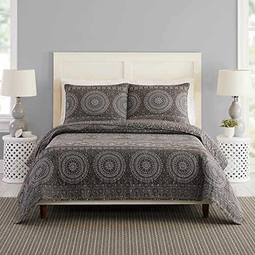 Vera Bradley Bandana Medallion 3-Piece Quilt Set, King, Gray #TOP15
