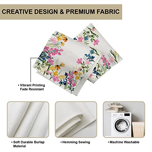 Procida Spring Floral Table Runner Burlap Watercolor Colorful Wildflower Plants Flower Table Runners Seasonal Kitchen Dinning Decor For Holiday Indoor Outdoor Home Wedding Party 13X90 Inch #TOP4