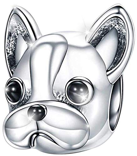 MariaFonte Charm Compatibile Tutte Marche Bracciali Collane Cane Bulldog Francese Portafortuna Argento 925 Compleanno Anniversario Ciondoli Originale Amicizia Mamma Bead Cuore Natale