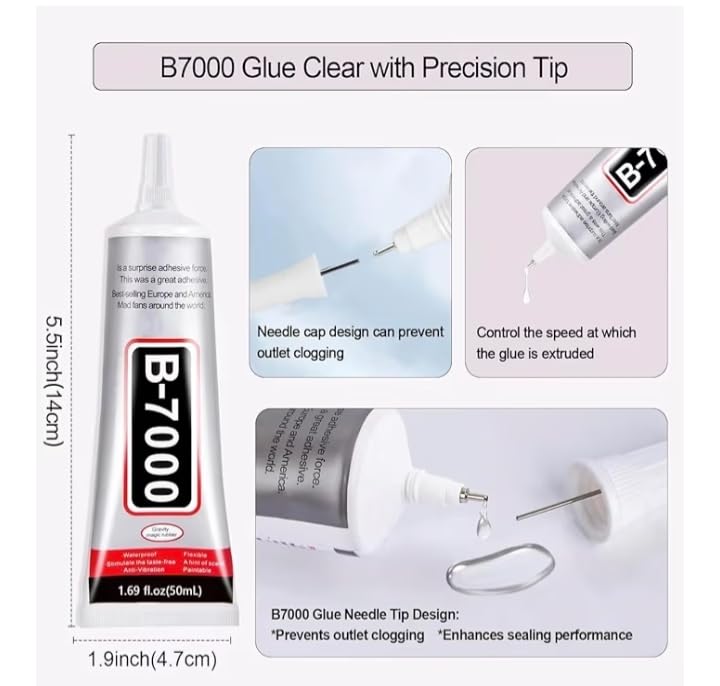 Image of B7000 Multipurpose Adhesive Glue | Jewelry, Beads, Clothes, Shoes, Fabrics,Screen Repair, Metal, Stone, Glass, Mobile Phones,Artificial Crystal Crafts (pack of 2)