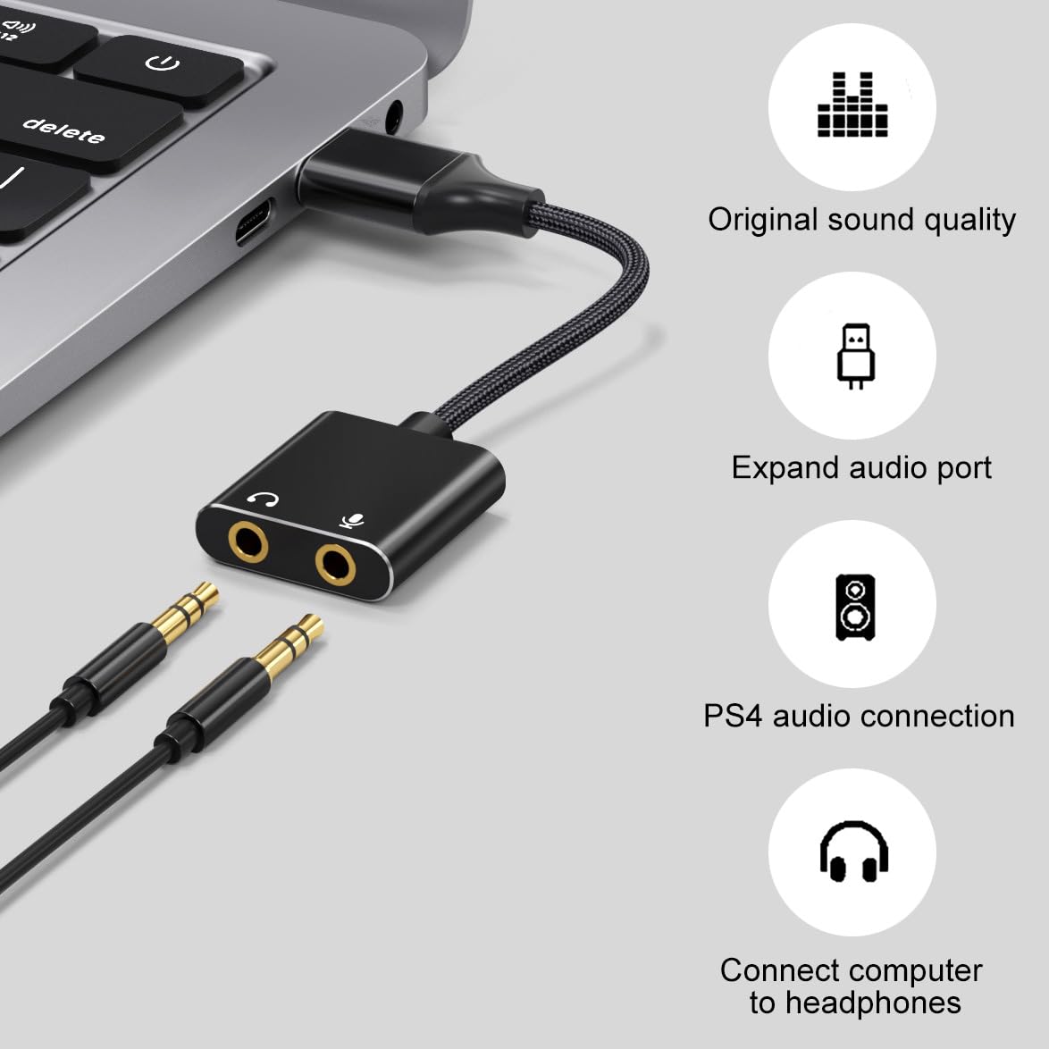 Adaptador USB a Jack 3,5 mm, Tarjeta de Sonido Externa Plug and Play